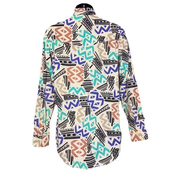 VTG 90s Wrangler Frontier Series Shirt Medium Collar Aztec Abstract Cowboy Rodeo - Picture 2 of 4